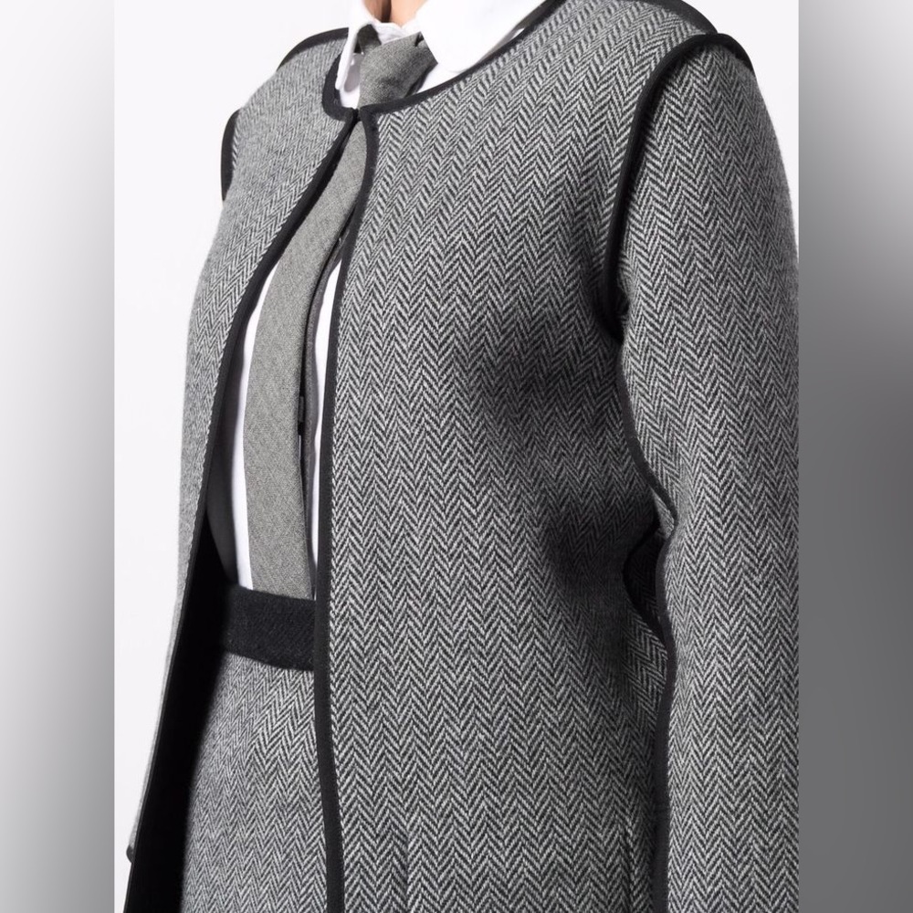 Thom Browne Gray Herringbone Cardigan